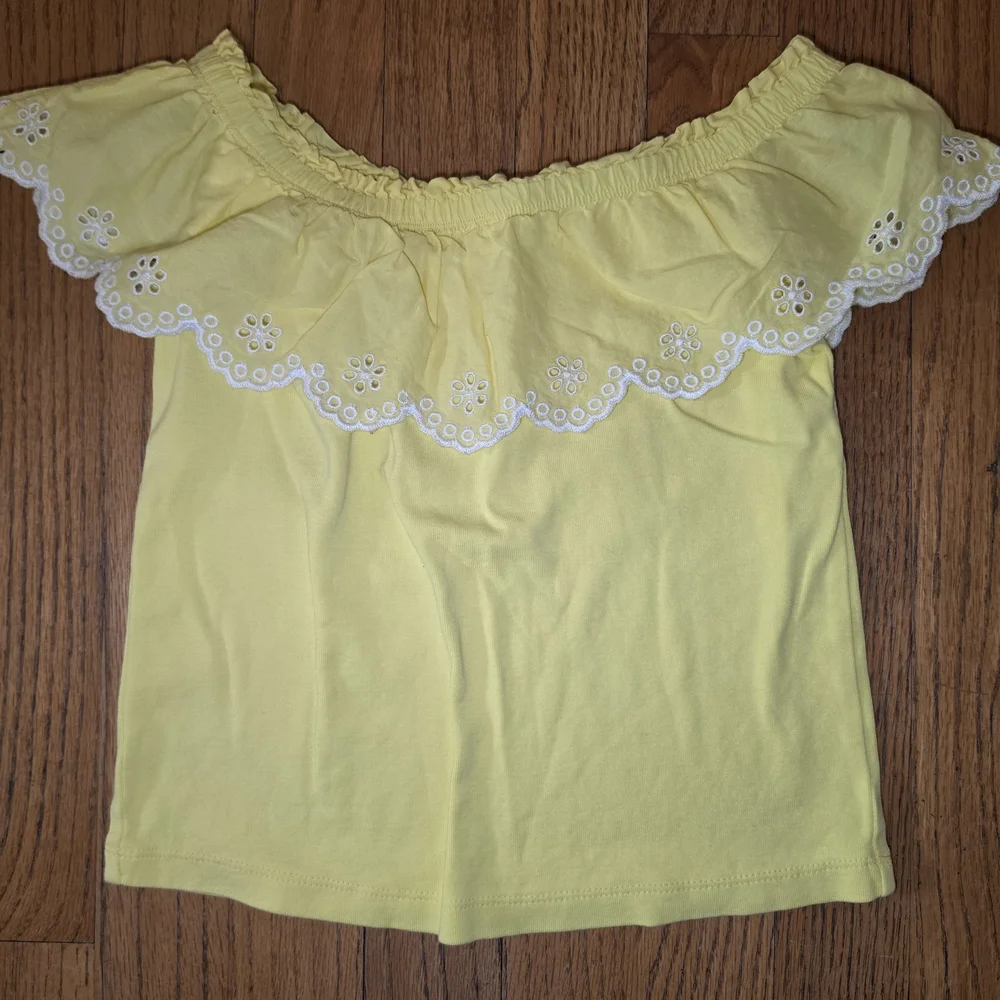 Gymboree Yellow Ruffle Off-Shoulder Top with Floral Skort Set Girls Size 6